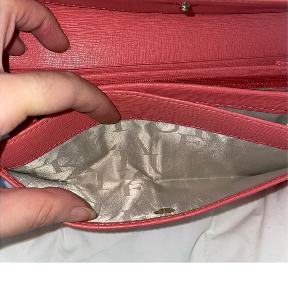 Furla two-fold long wallet L-shaped zipper coin purse pink leather for Ladies - Picture 5 of 15